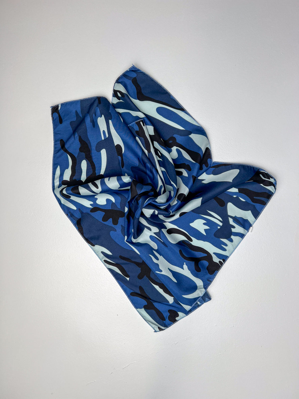 Blue Camouflage Print Bandana - Wonky