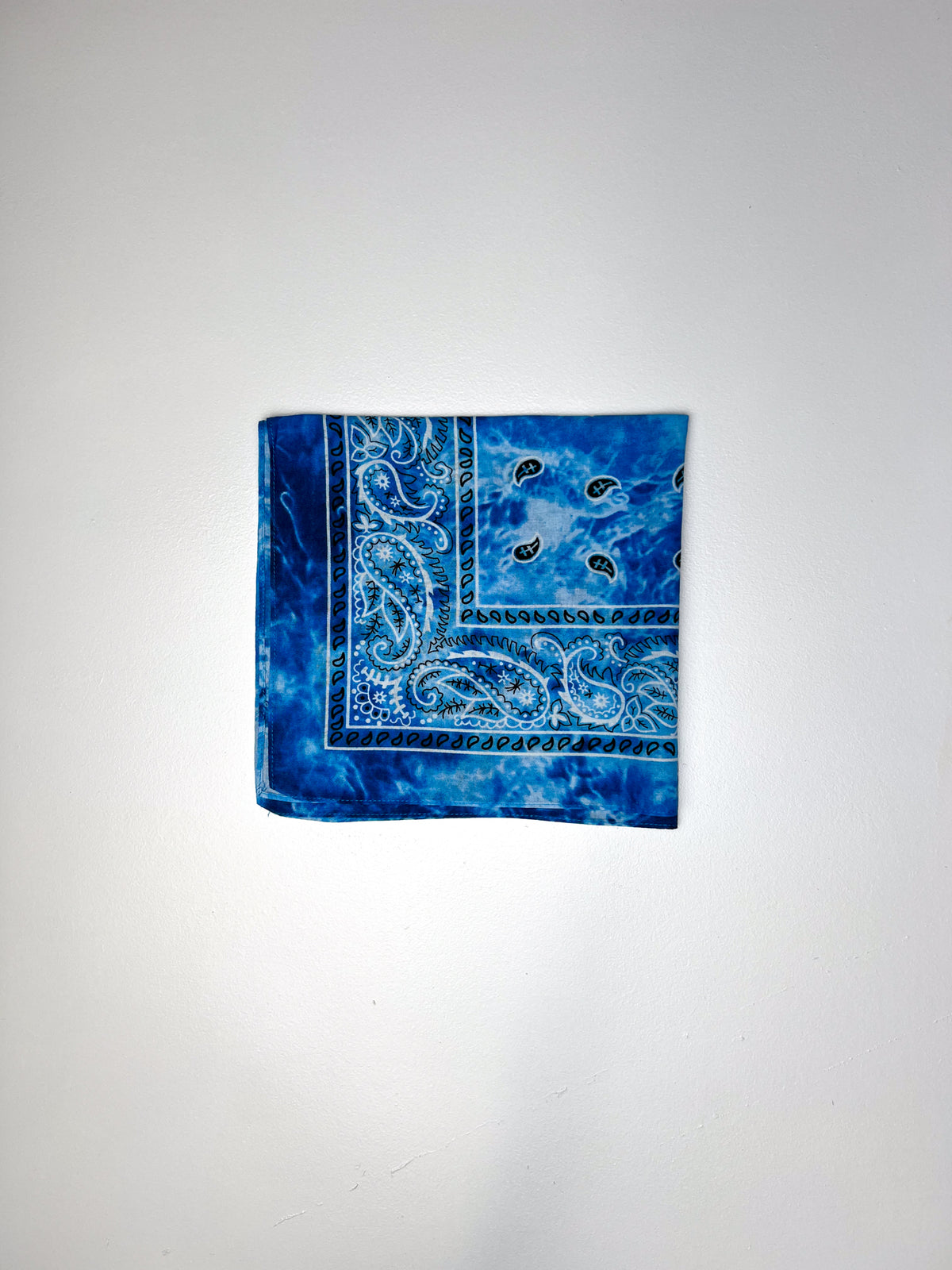 Blue & White Tie Dye Paisley Print Bandana
