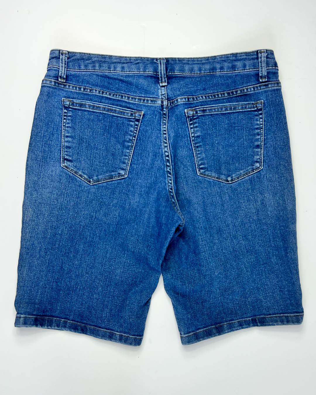 Lee Riders Midrise Mid Blue Denim Midi Shorts - UK14