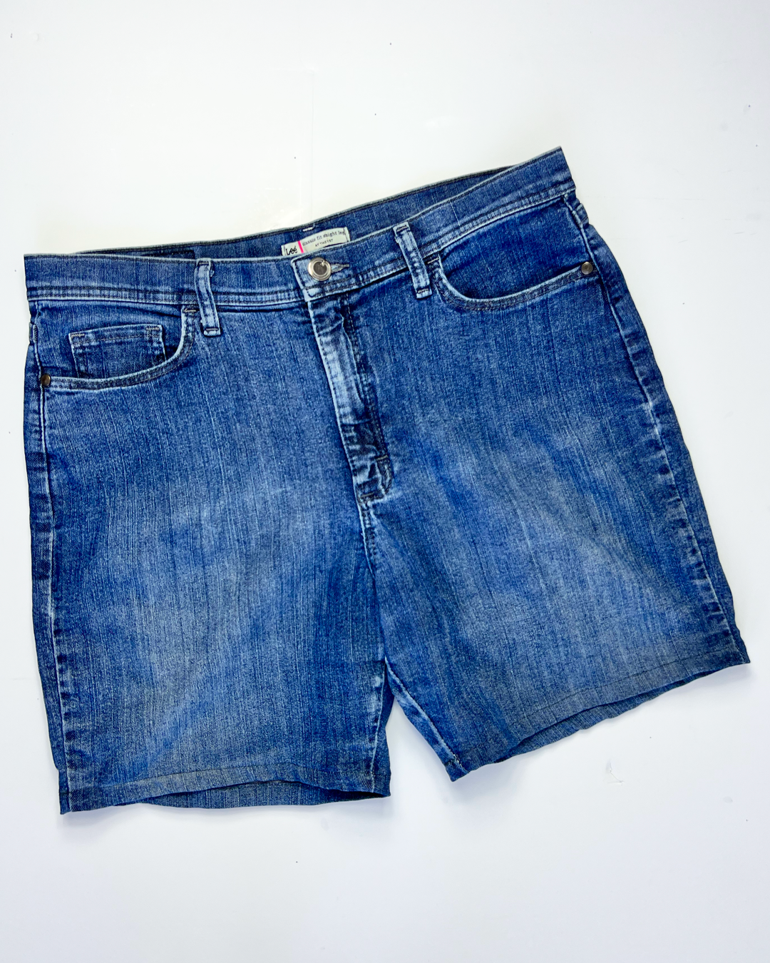 Vintage Lee Mid Blue Denim Midi Short - UK 14