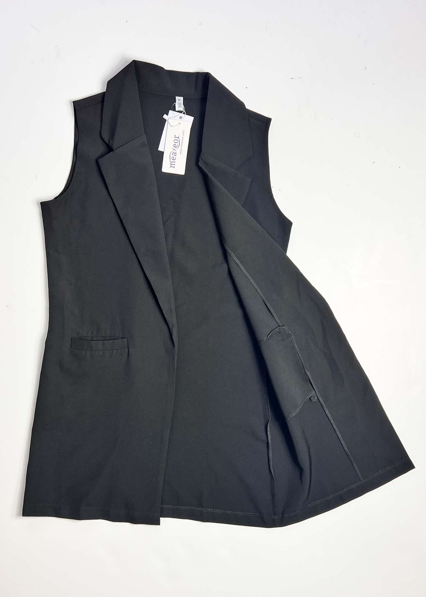Black Longline Waistcoat - Medium