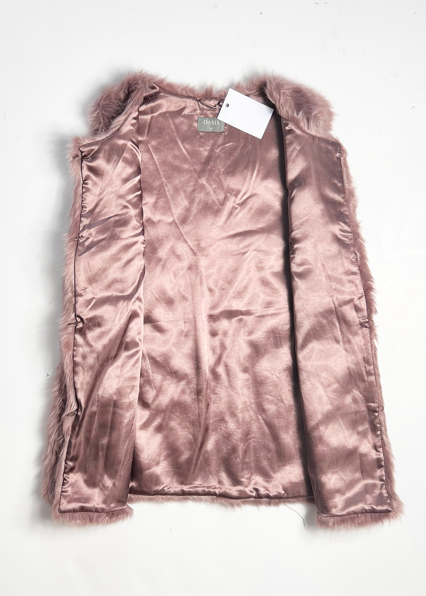 Oasis Faux Fur Pink Gilet - Medium