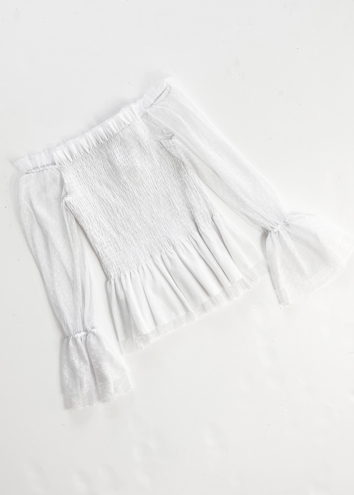 Tulle Off Shoulder Flared Sleeve Top - Small