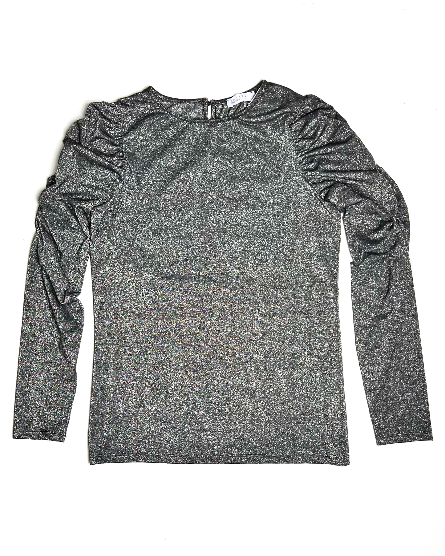 Long Sleeve Silver Sparkle Top - UK 8