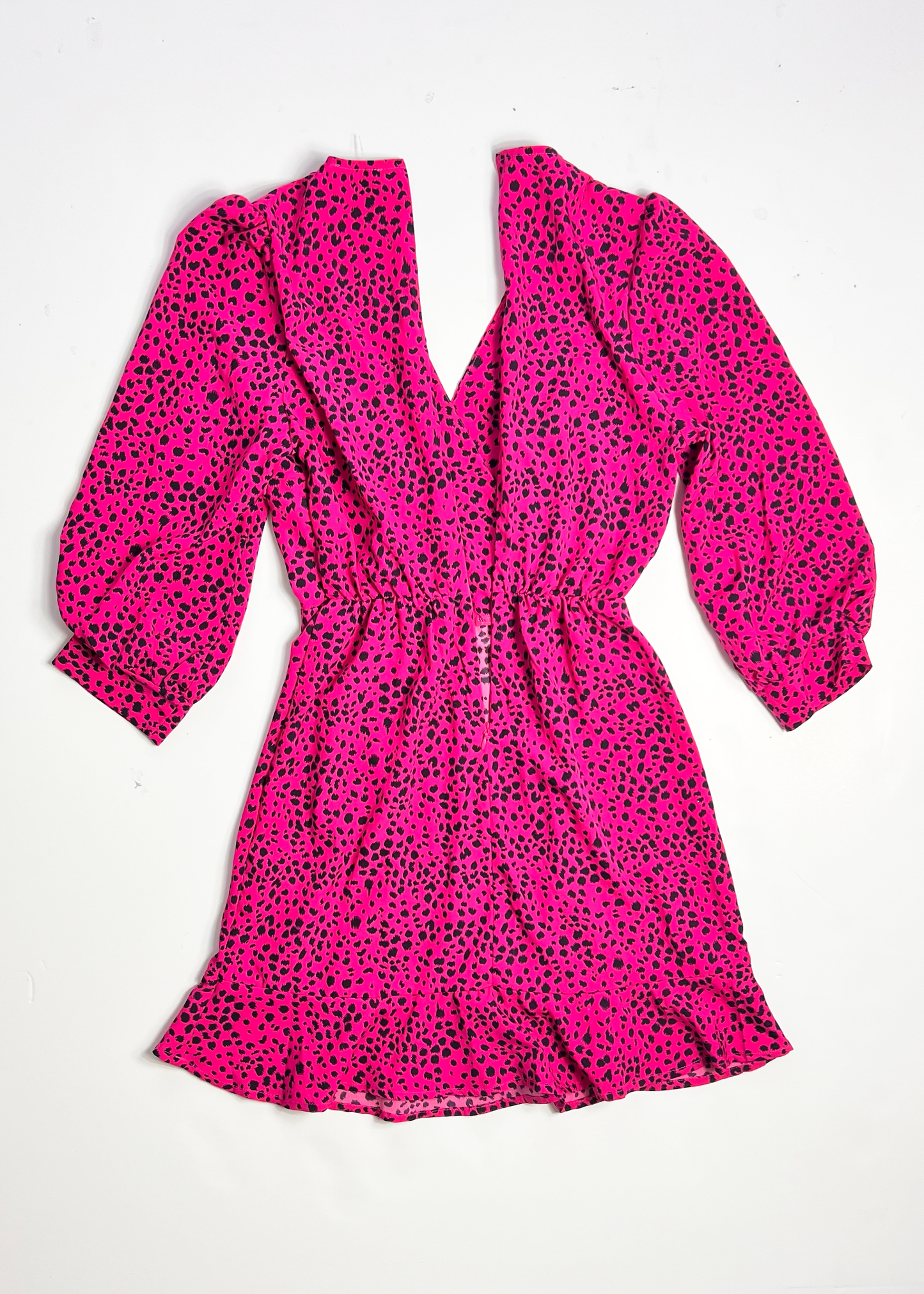 Bright Pink Brush Stroke Print Mini Dress - UK 8
