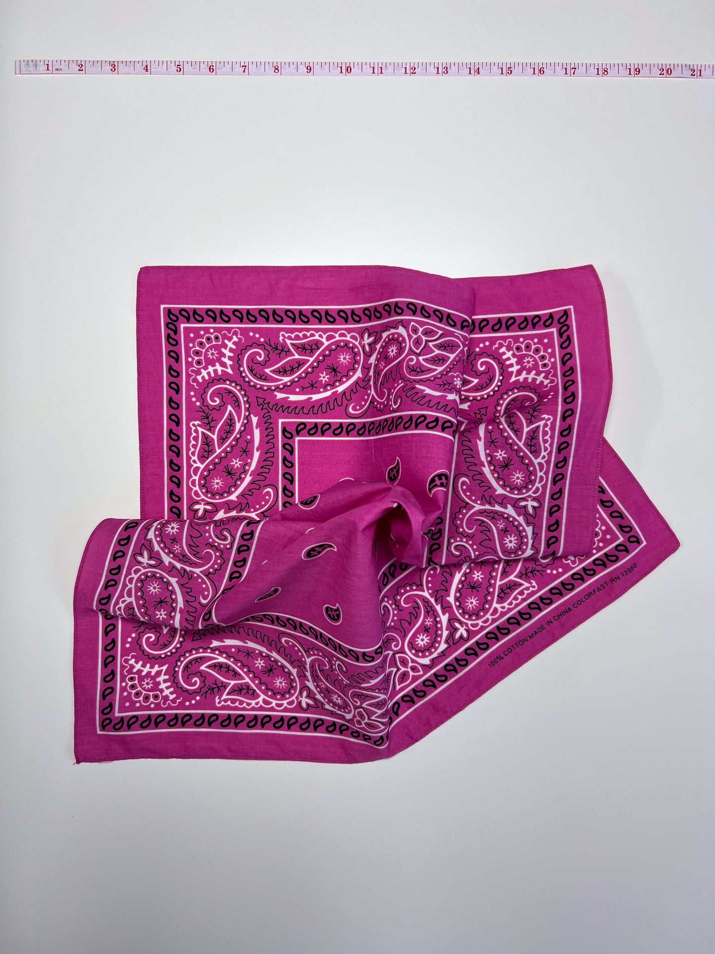 Bright Pink Paisley Print Border Bandana