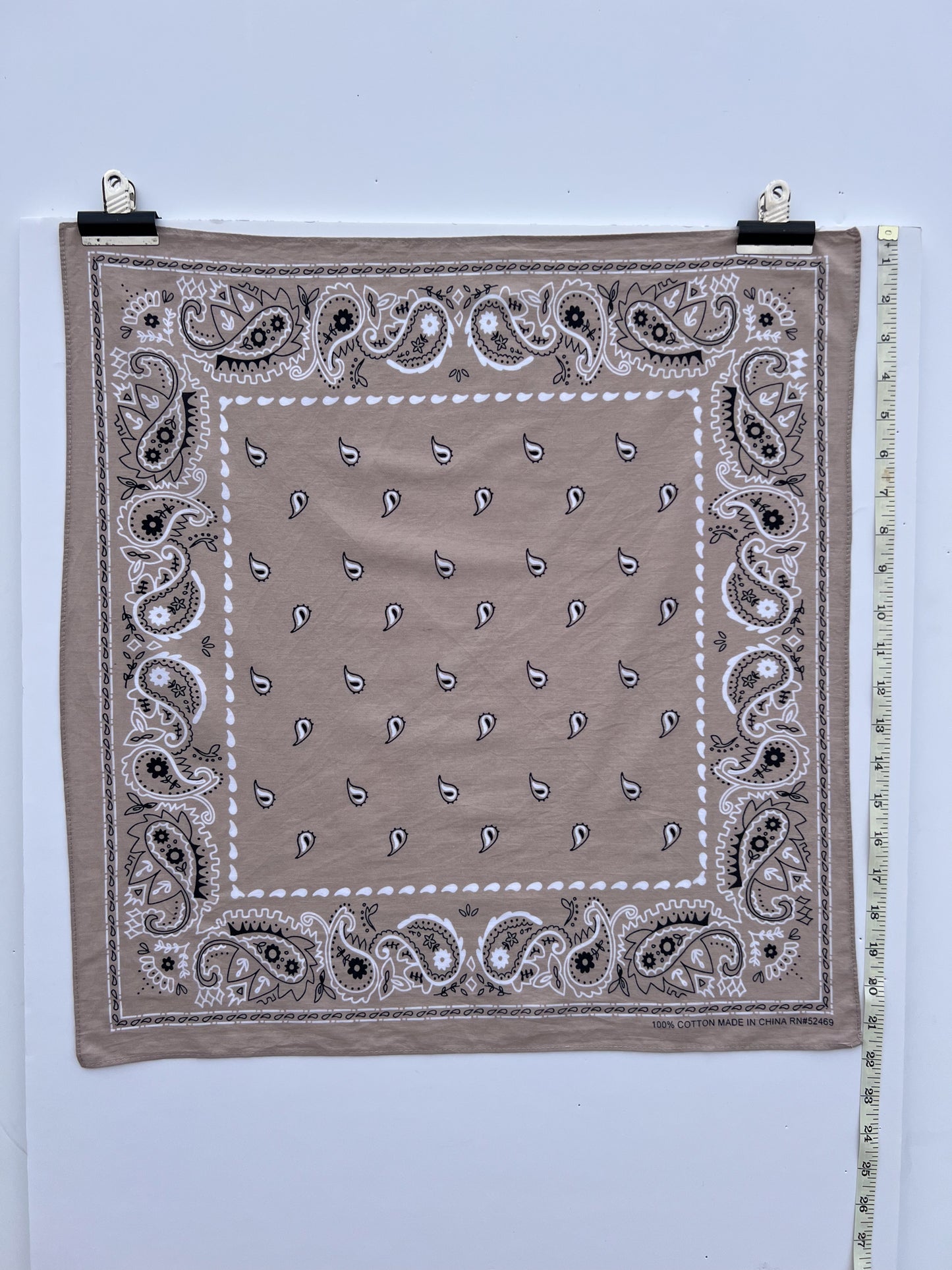 Light Latte Paisley Print Bandana