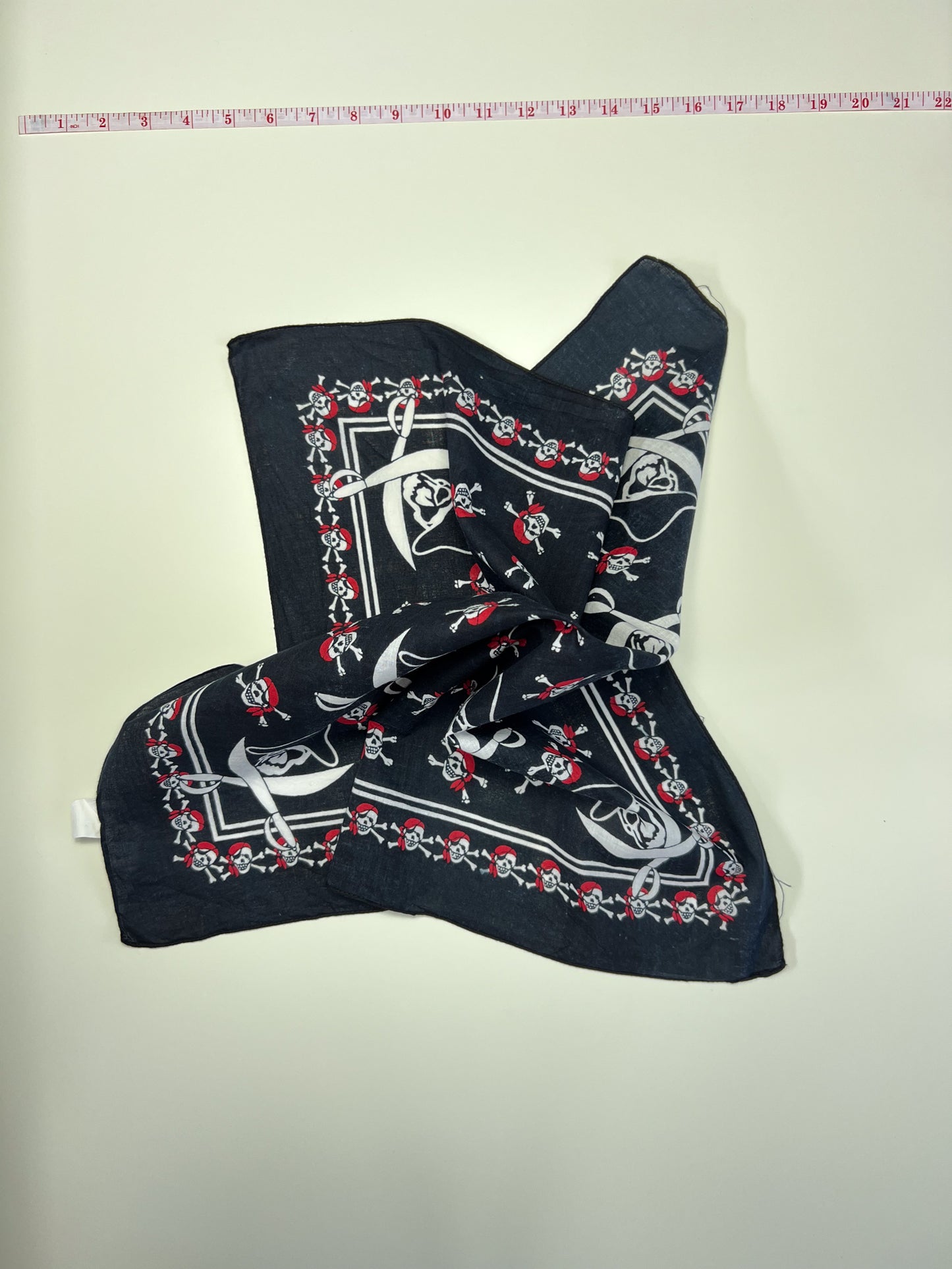 Skull, Swords & Skull & Crossbones Black, White & Red Bandana