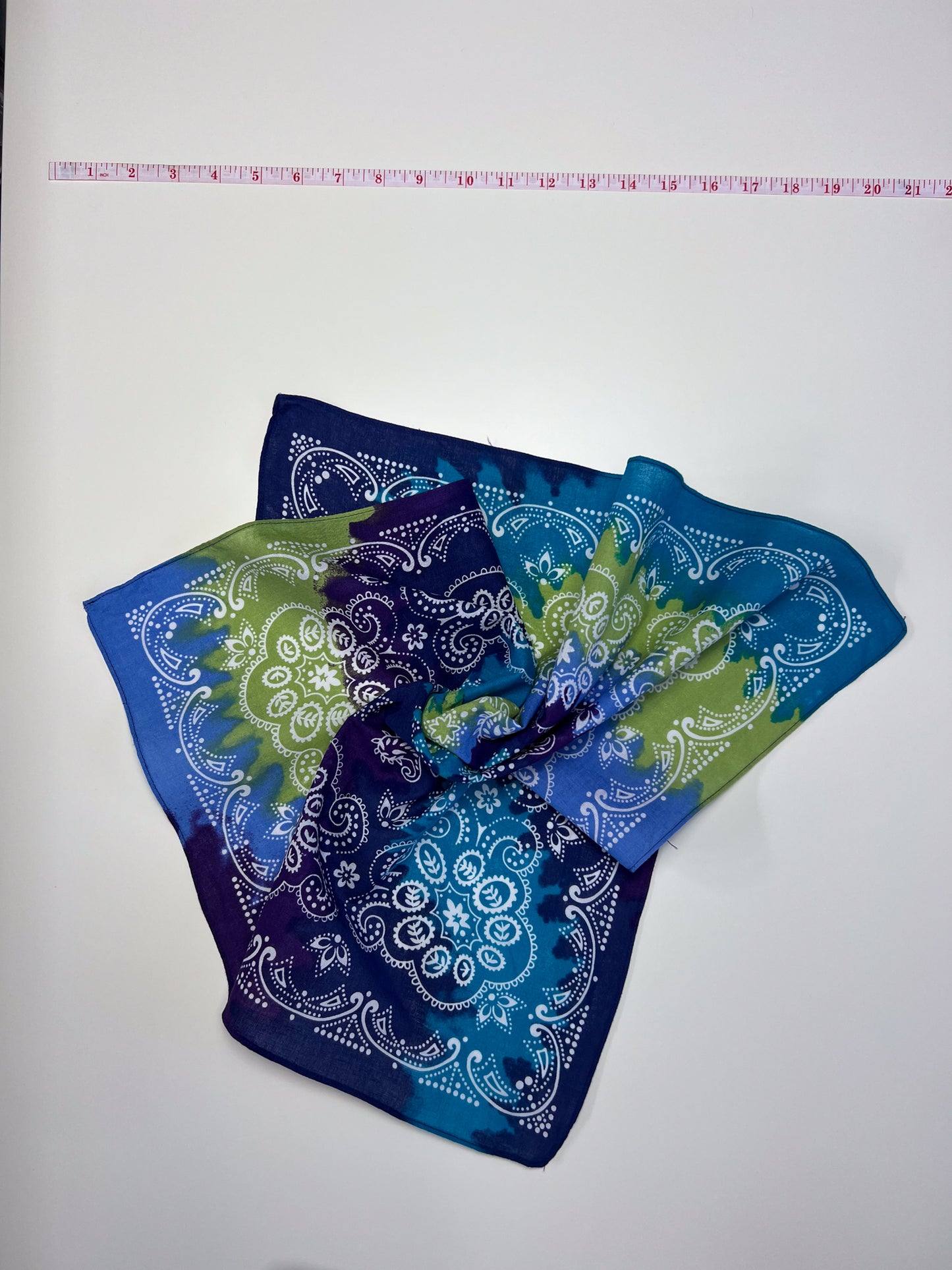 Blue, Purple & Green Ombre Paisley Print Bandana