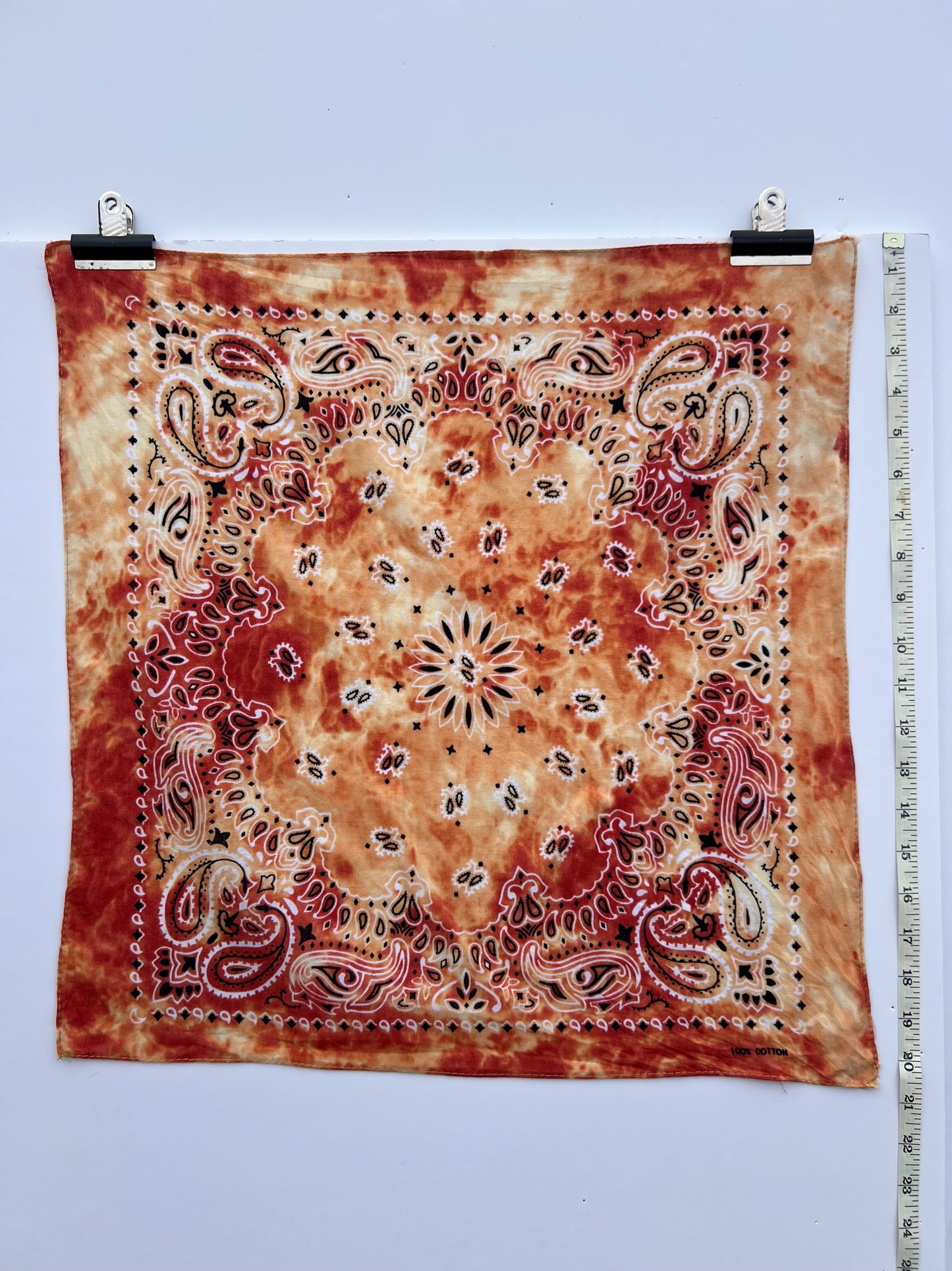 Tie Dye Orange Paisley Bandana