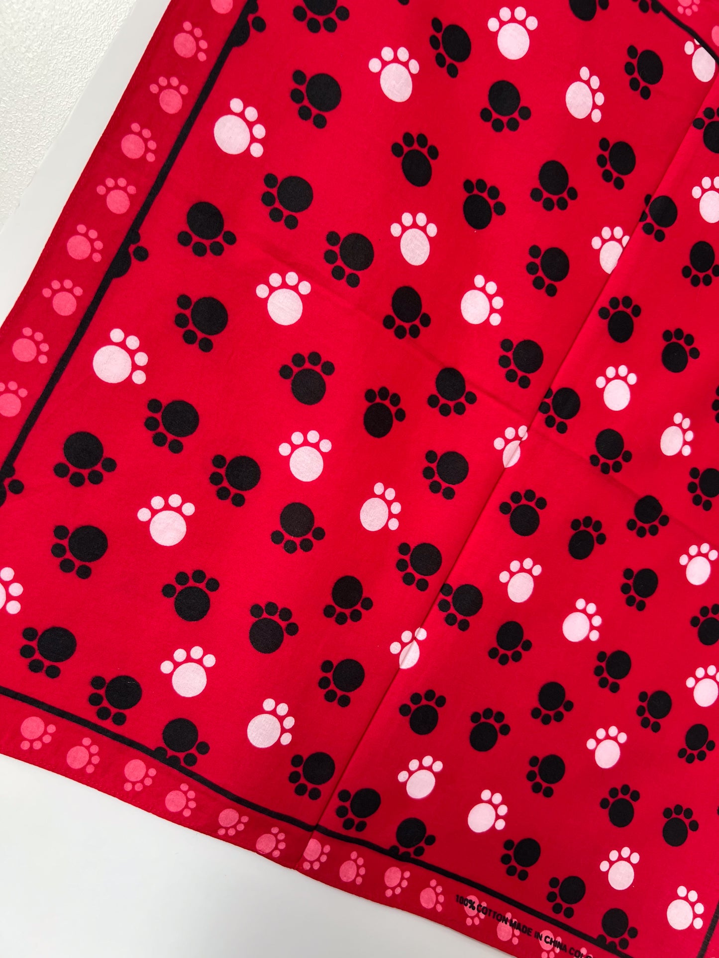Paw Print Red, Black & White Bandana