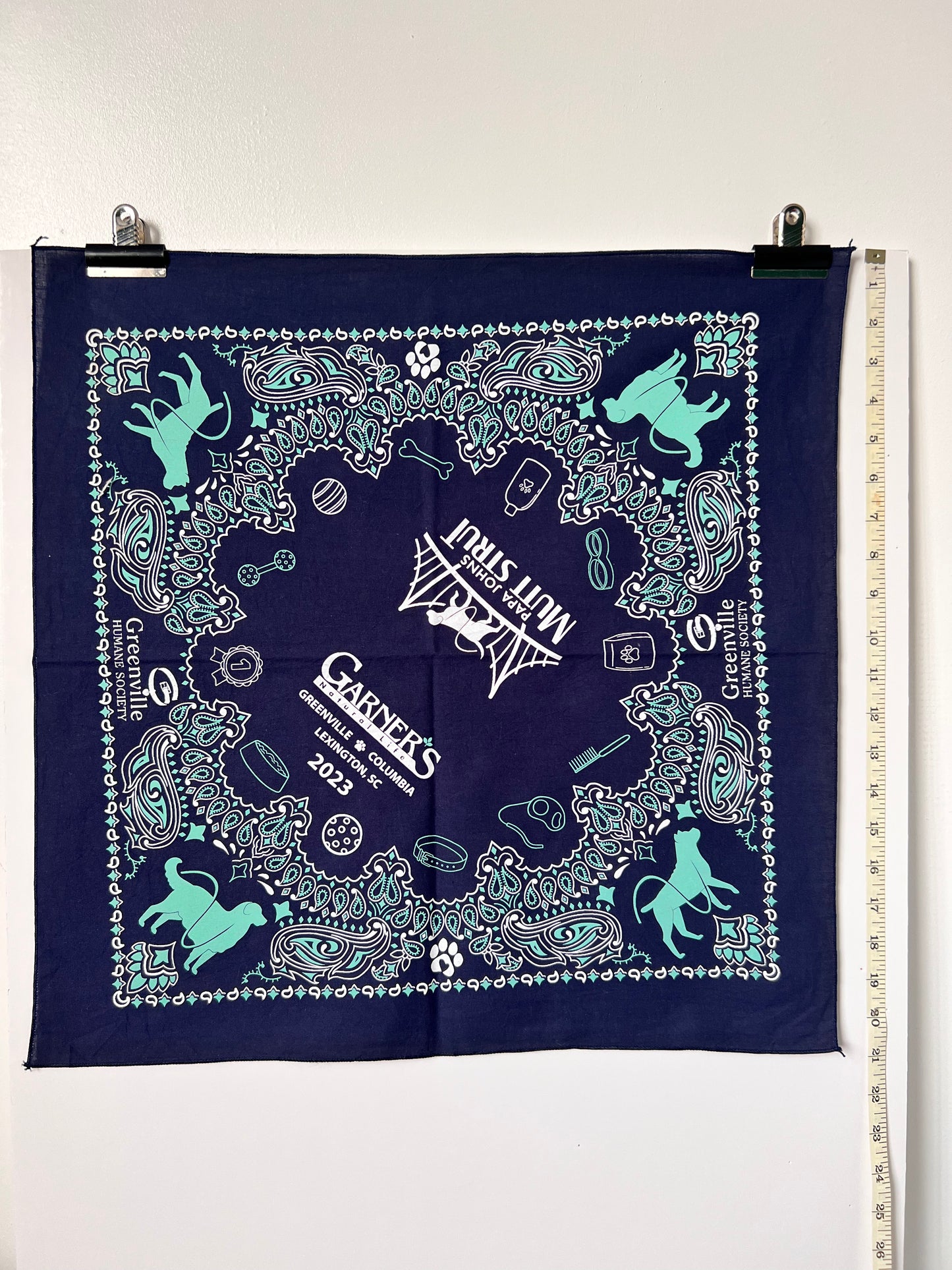 Dog & Paisley Print Blue & Turquoise Bandana