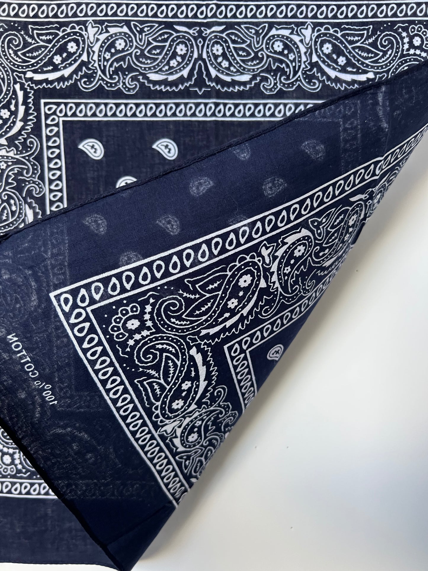 Dark Blue Soft Edge Paisley Border Print Bandana