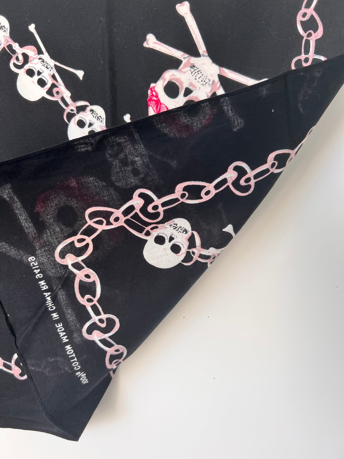 Skull & Crossbones Black, Red & Pink Bandana