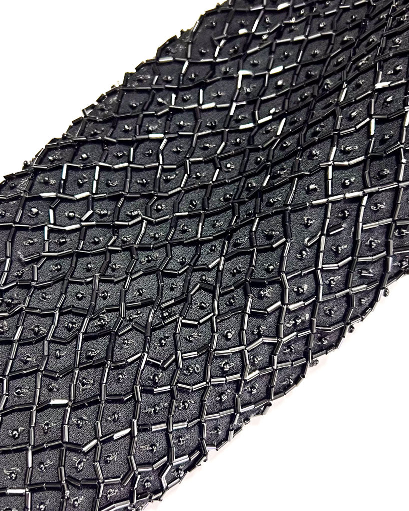 Vintage Black Beaded Cropped Jacket - Medium