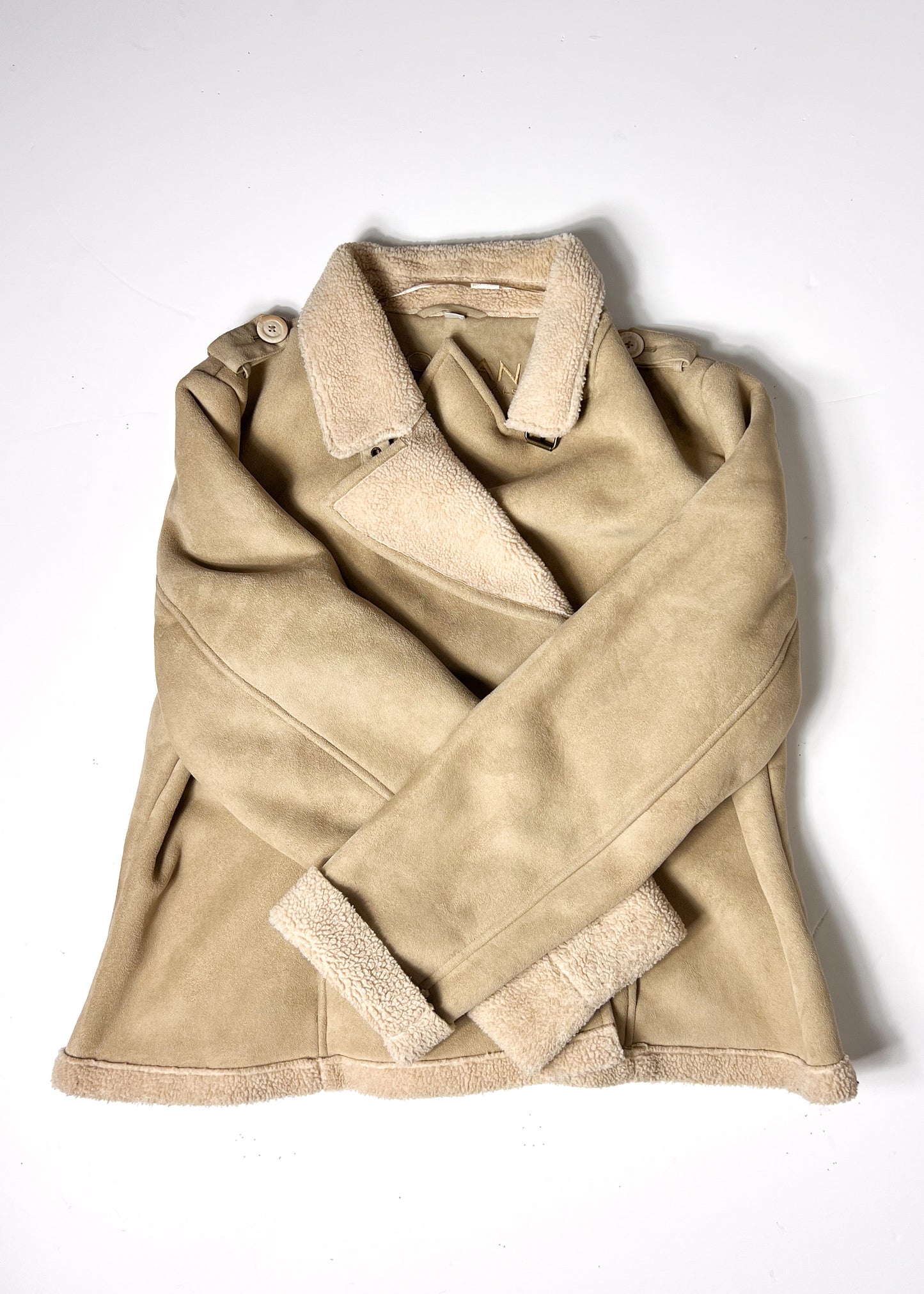 Beige Borg & Faux Suede Jacket - XL