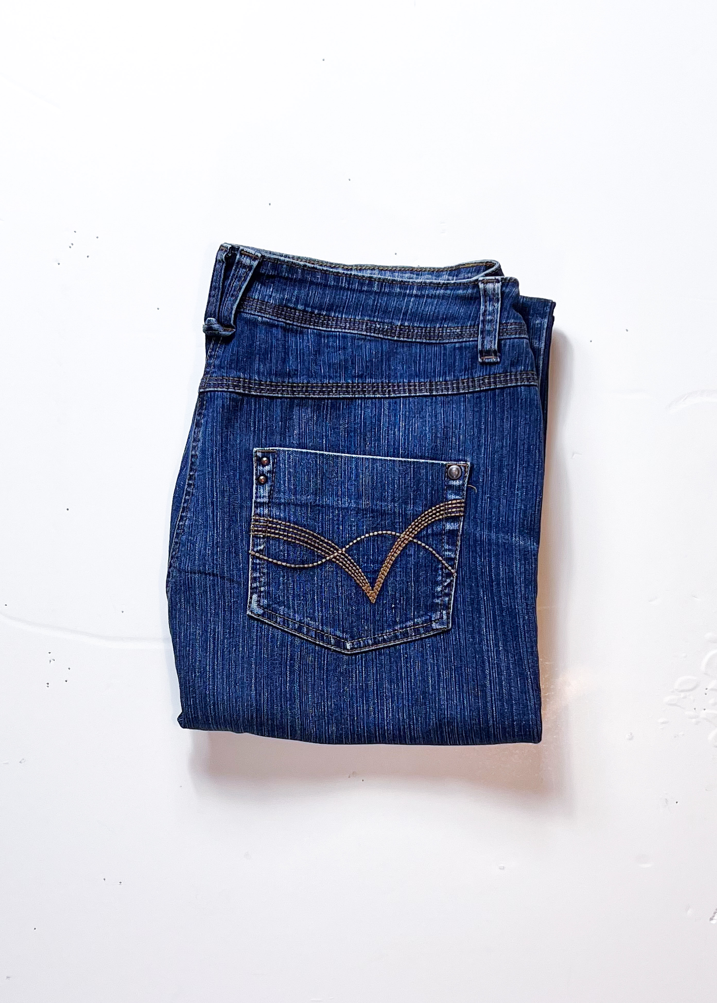Y2K Mid Blue Denim Straight Jeans - UK 16