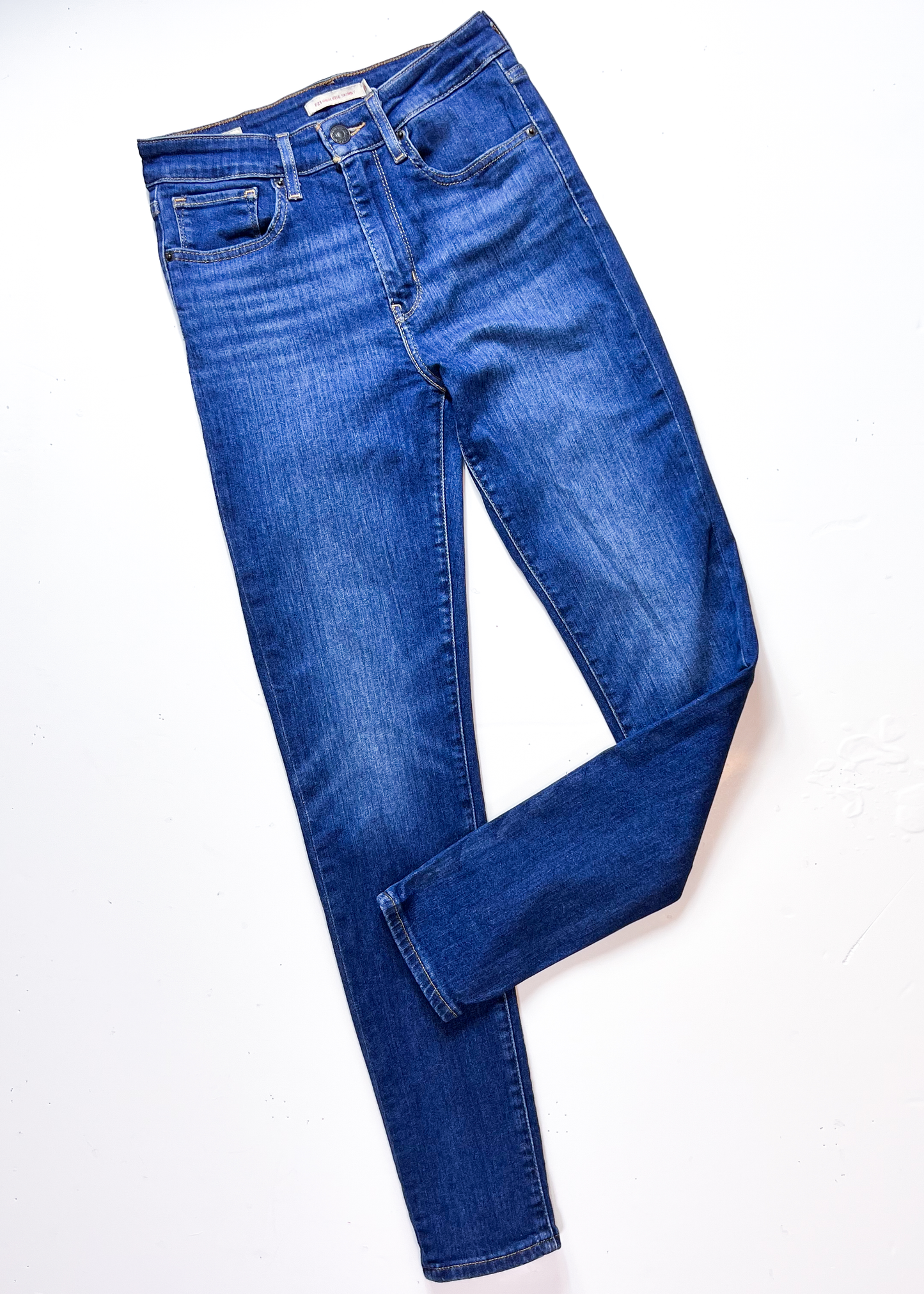 Levis 721 High Rise Mid Blue Denim Skinny Jeans - 27"