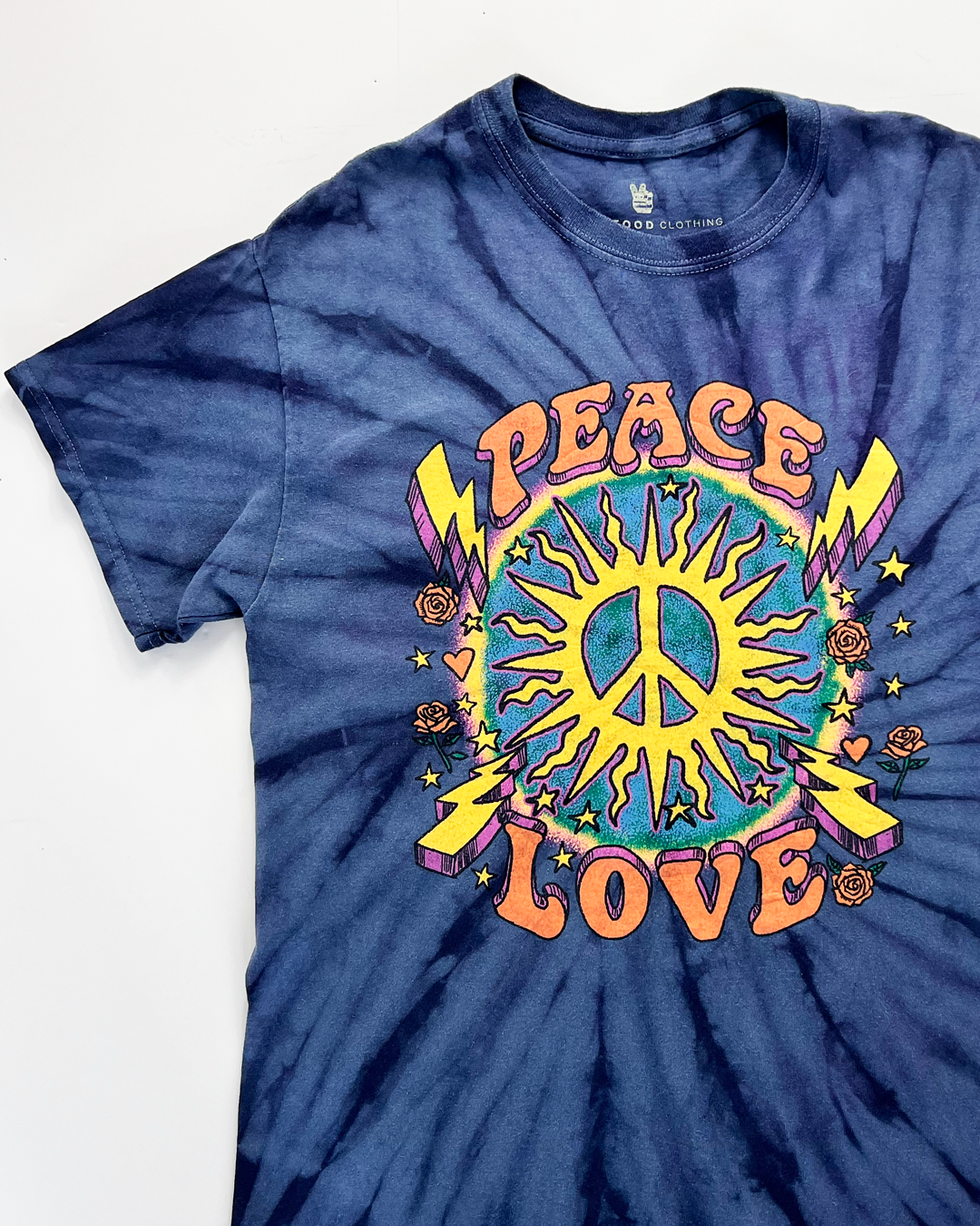 Peace & Love Graphic Tie-Dye T-Shirt - Small