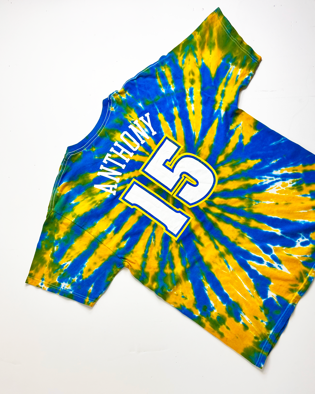 NBA Denver Blue & Yellow Tie-Dye 15 Anthony T-Shirt - Large