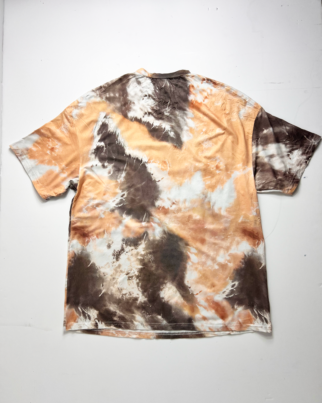 Peach & Brown Tie-Dye Honey Slogan Oversized T-Shirt - Large