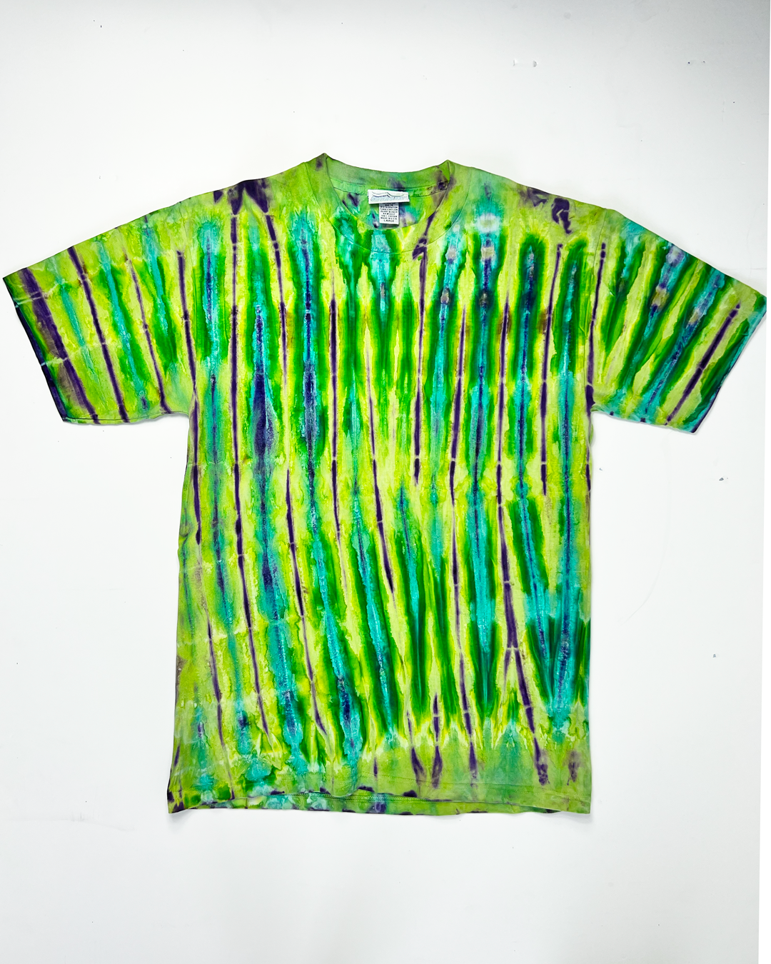 Vertical Neon & Purple Tie-Dye Vintage T-Shirt - Large