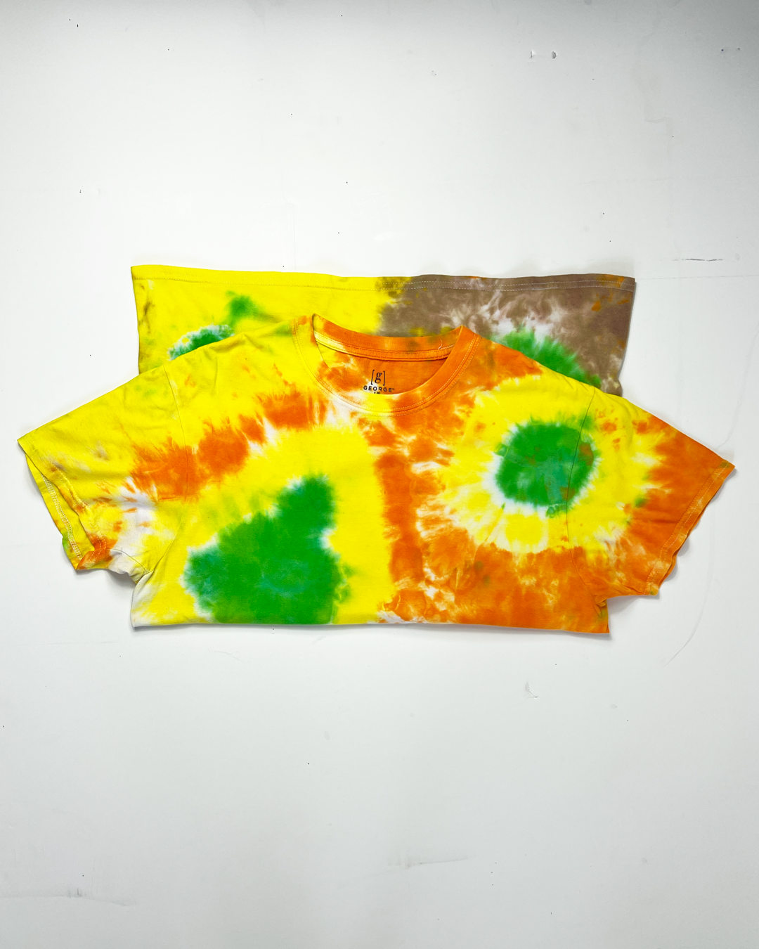 Bright Orange, Yellow & Green Tie-Dye T-Shirt - Large
