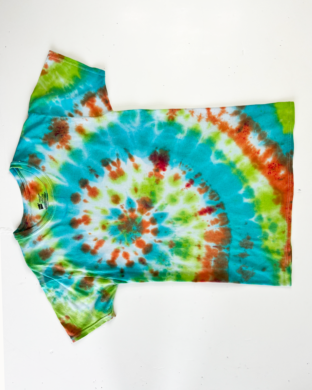 Turquoise & Lime Tie-Dye T-Shirt - Small