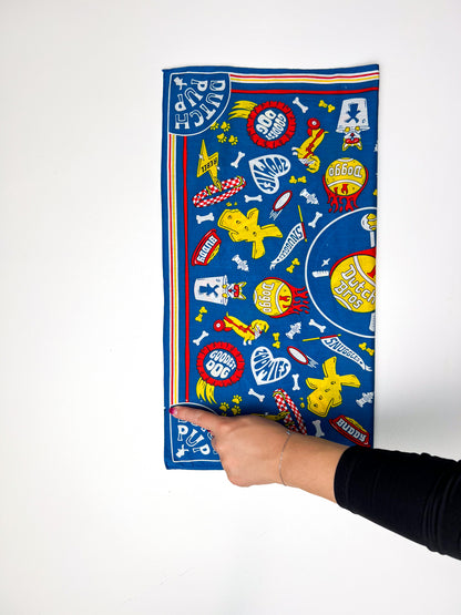 Dutch Pup Graphic Print Blue Square Bandana