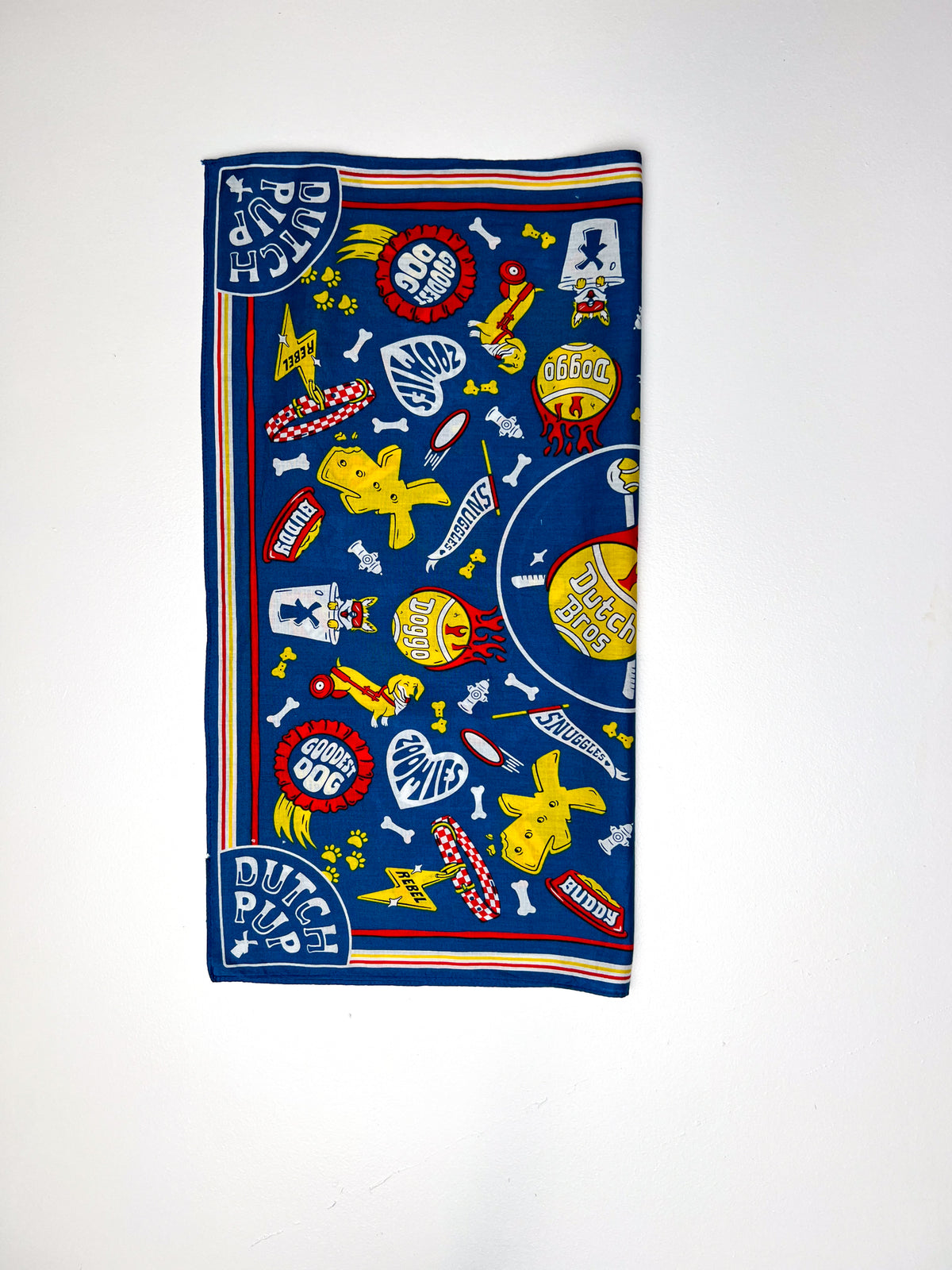 Dutch Pup Graphic Print Blue Square Bandana
