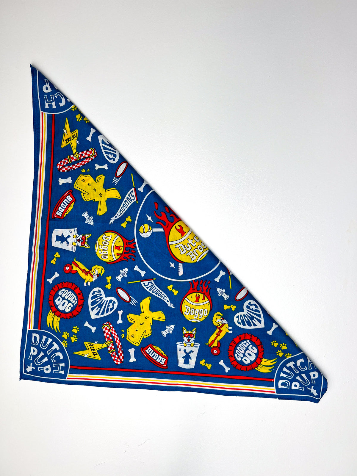 Dutch Pup Graphic Print Blue Square Bandana