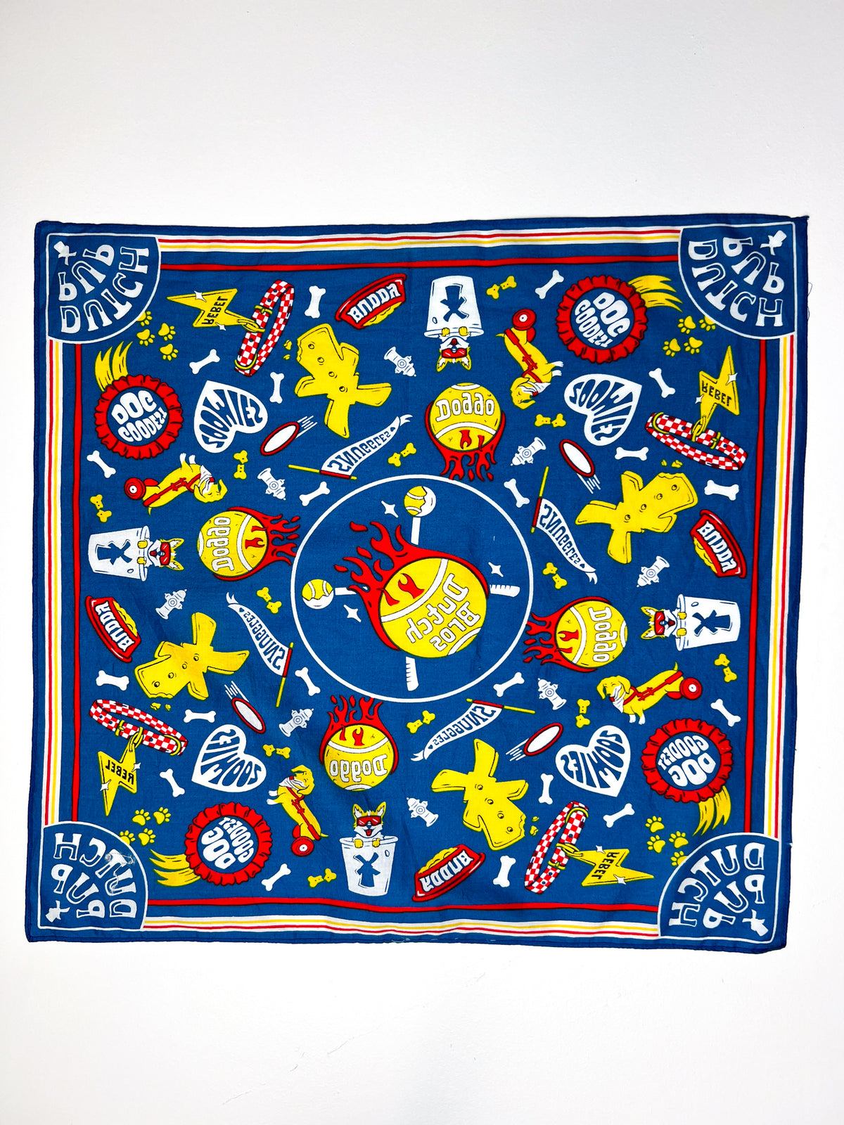 Dutch Pup Graphic Print Blue Square Bandana
