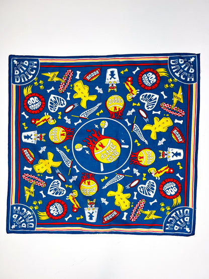 Dutch Pup Graphic Print Blue Square Bandana