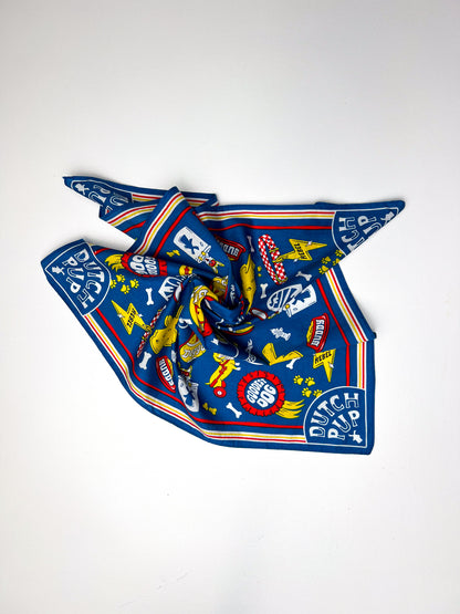 Dutch Pup Graphic Print Blue Square Bandana