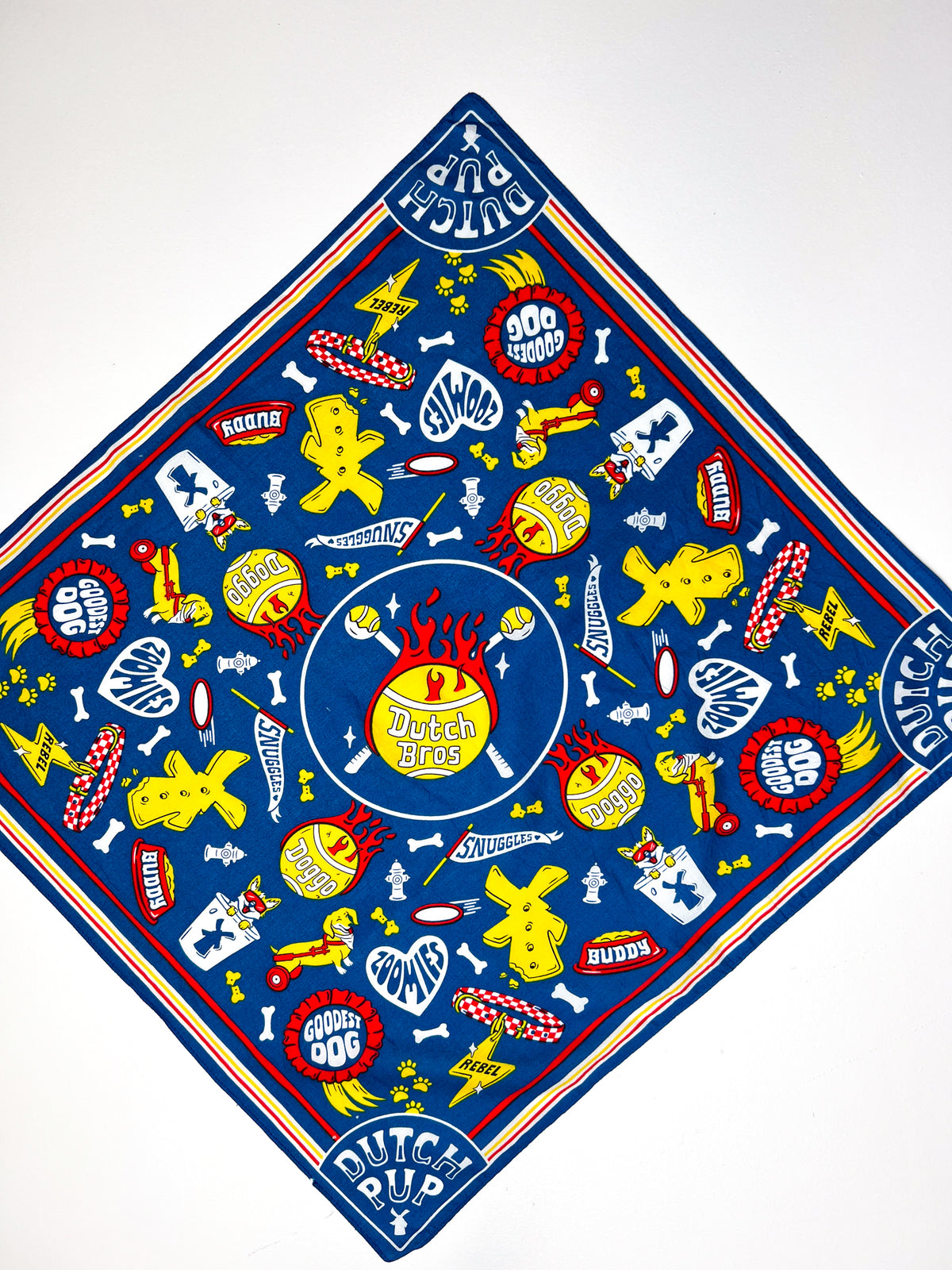 Dutch Pup Graphic Print Blue Square Bandana