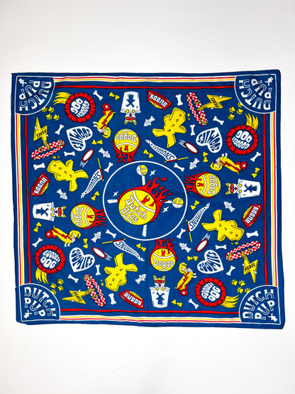 Dutch Pup Graphic Print Blue Square Bandana