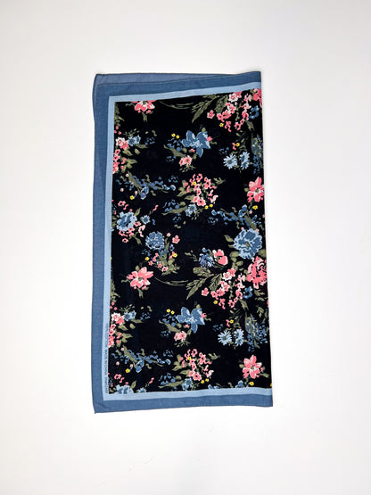 Blue & Pink Dainty Floral Black Bandana