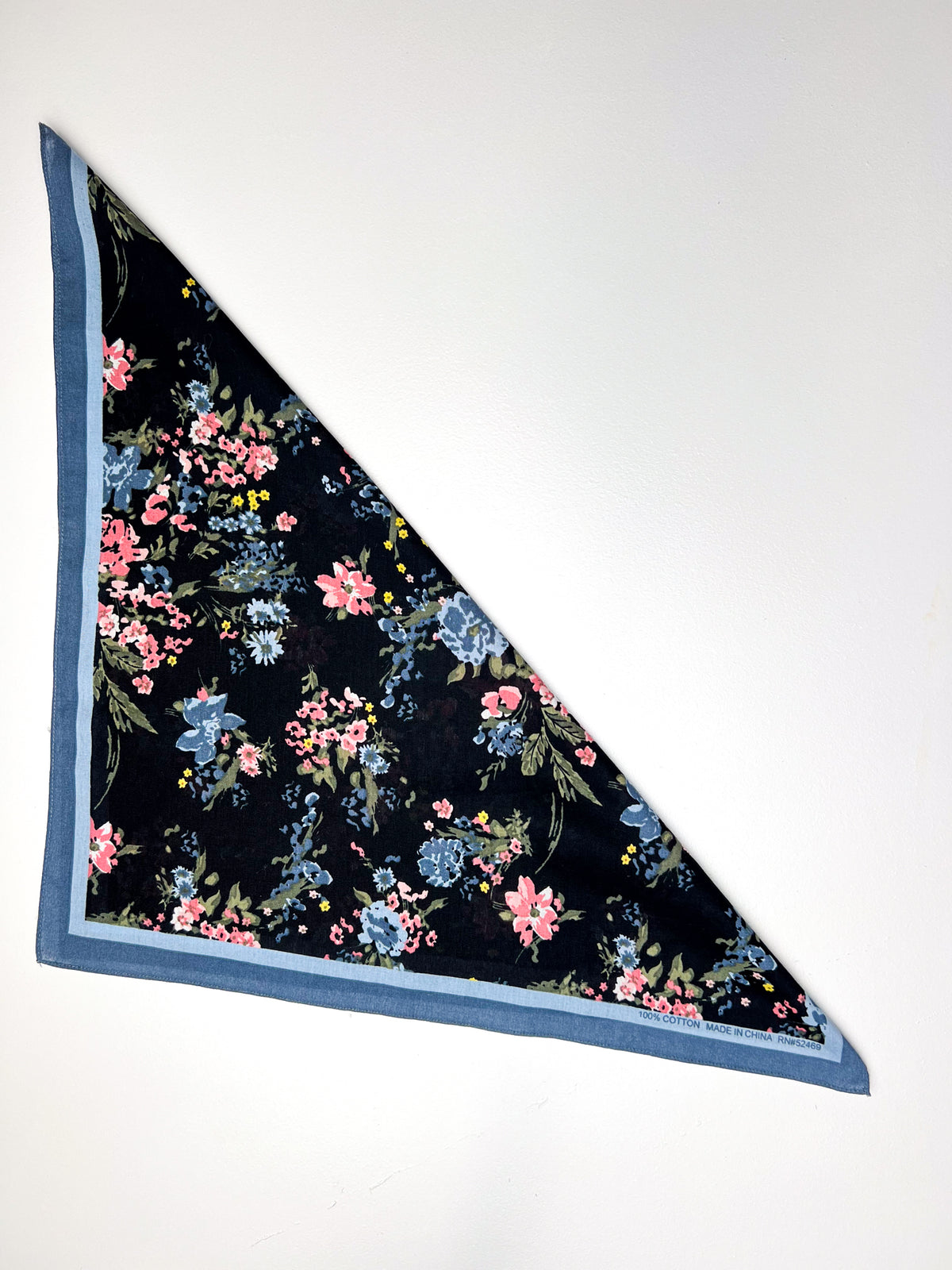 Blue & Pink Dainty Floral Black Bandana