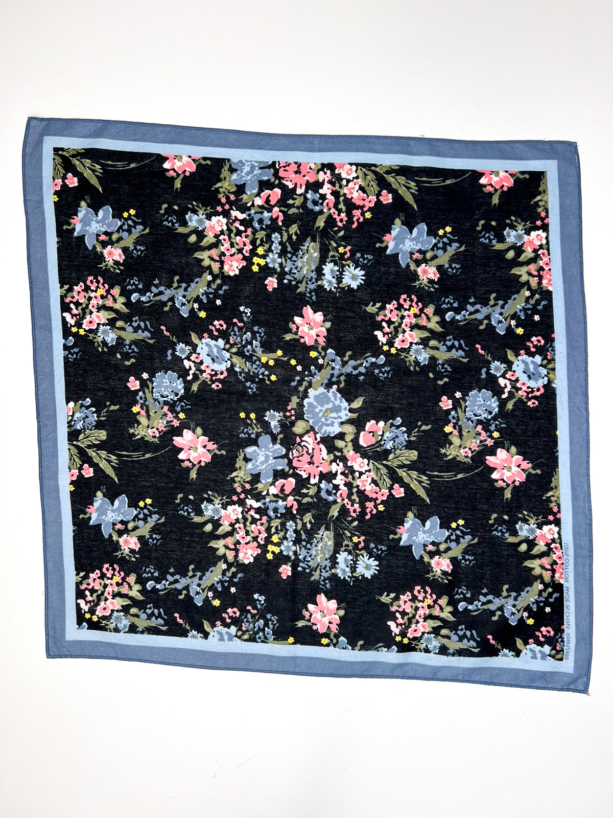 Blue & Pink Dainty Floral Black Bandana