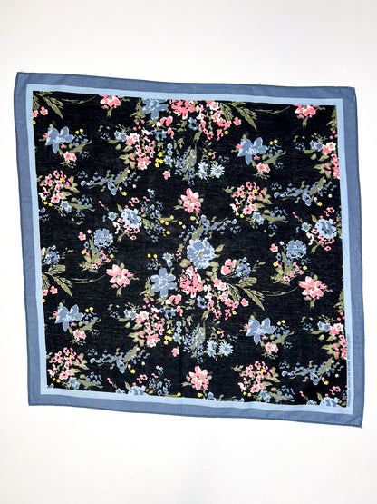 Blue & Pink Dainty Floral Black Bandana