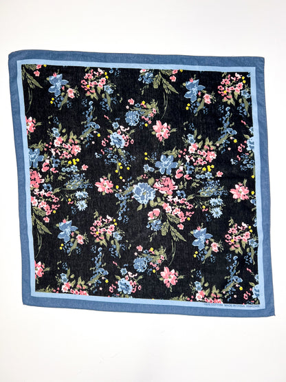 Blue & Pink Dainty Floral Black Bandana