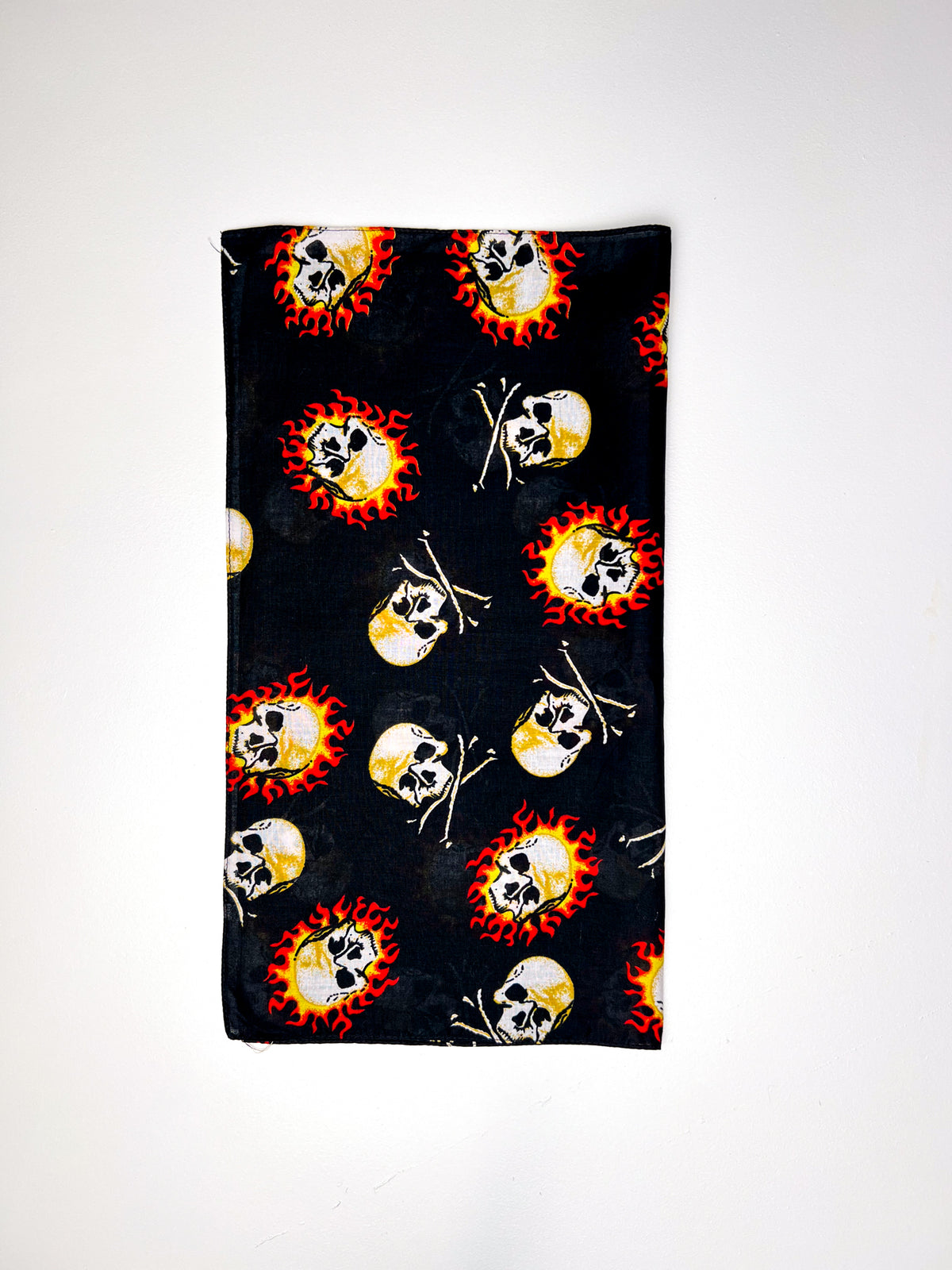 Skulls on Fire Graphic Black & Orange Bandana
