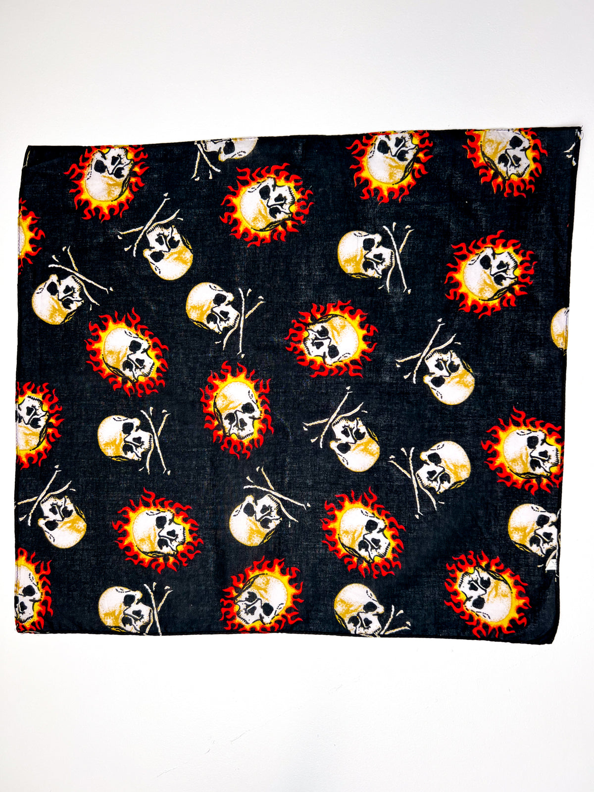 Skulls on Fire Graphic Black & Orange Bandana