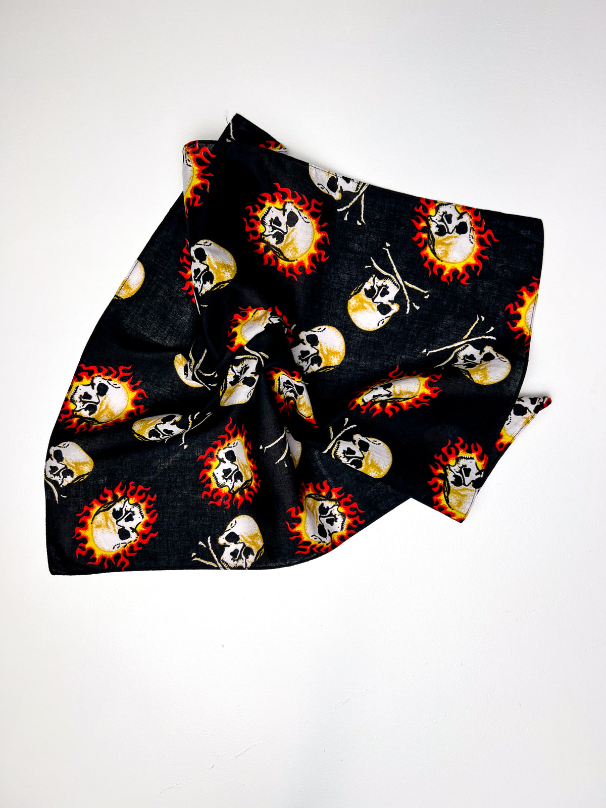 Skulls on Fire Graphic Black & Orange Bandana