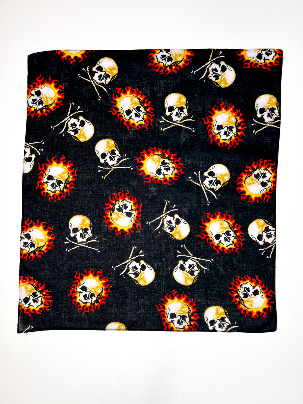 Skulls on Fire Graphic Black & Orange Bandana