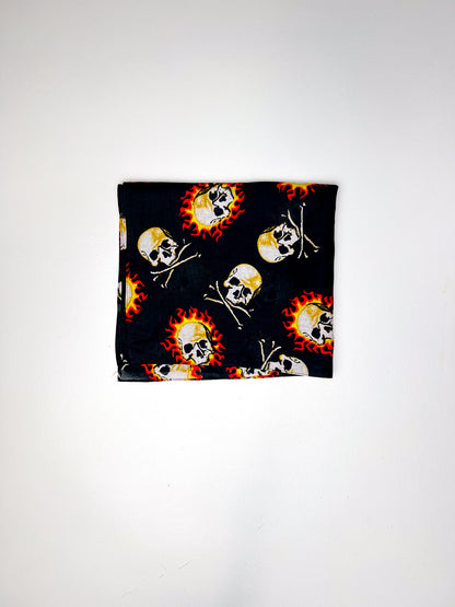 Skulls on Fire Graphic Black & Orange Bandana