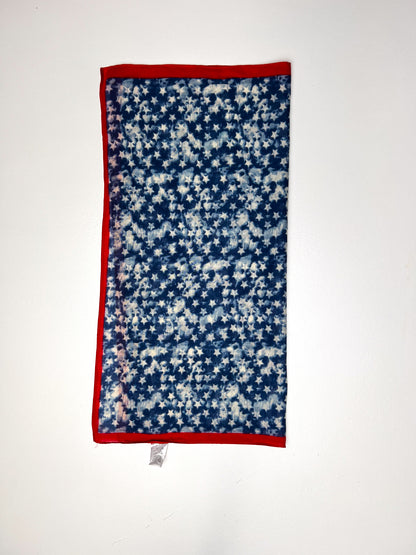 Blue Star Print & Red Border Bandana