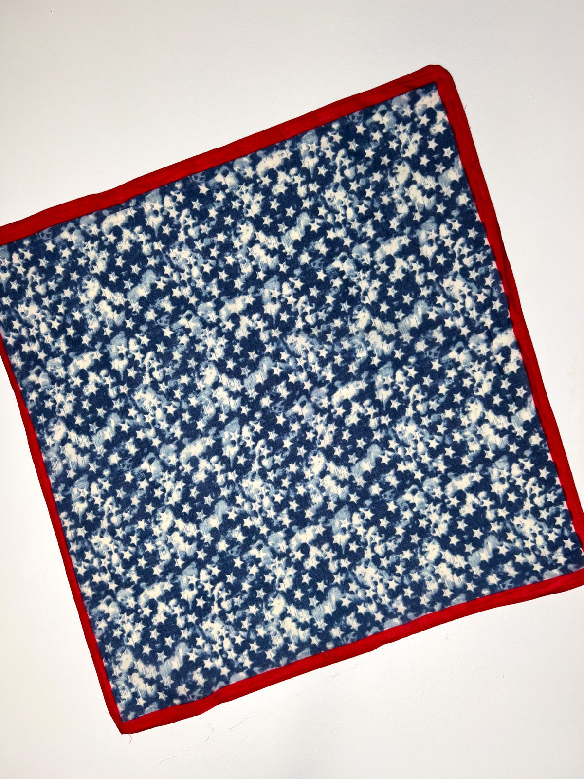 Blue Star Print & Red Border Bandana