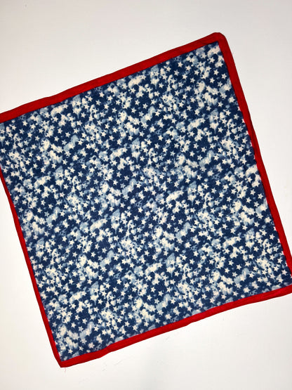 Blue Star Print & Red Border Bandana
