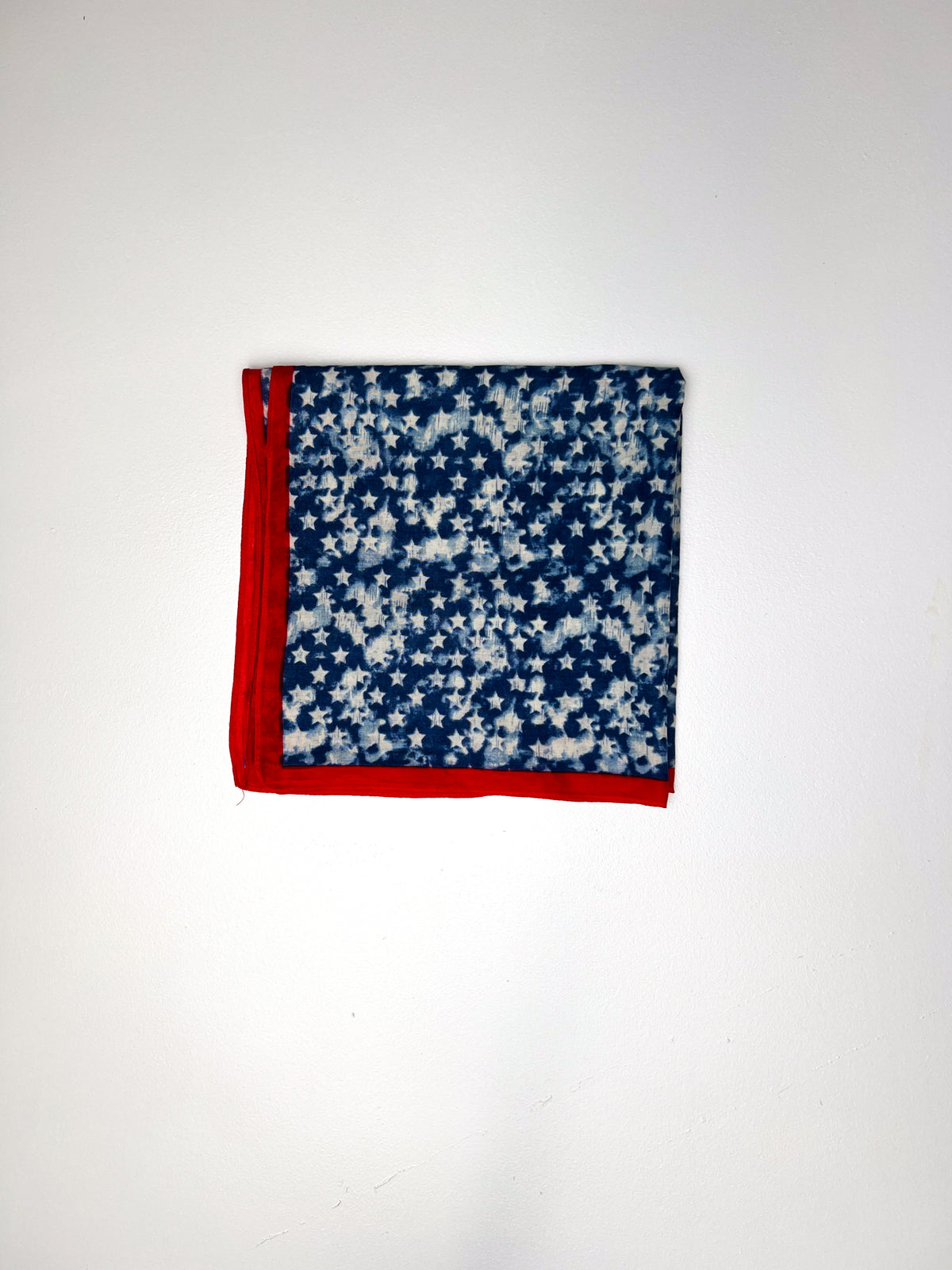 Blue Star Print & Red Border Bandana